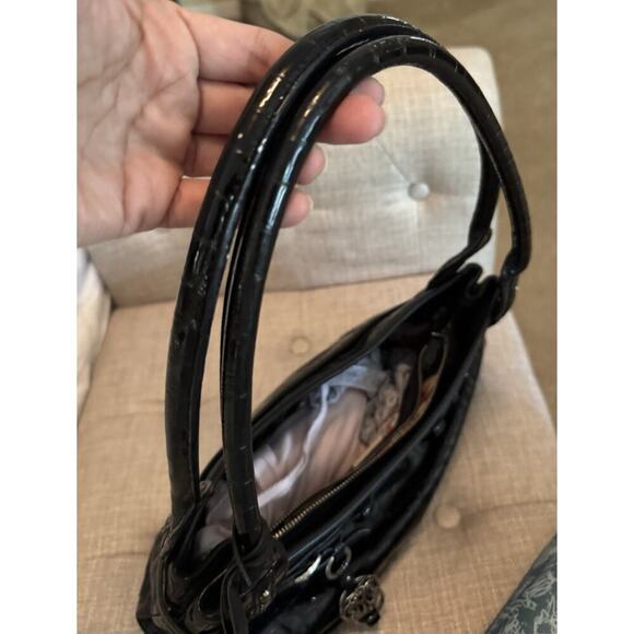 BRIGHTON Crocs Embossed Belted Black Patent Leather Shoulder Bag - Picture 14 of 14